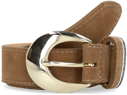 Manfield - Dames - Taupe suède riem - Maat 095