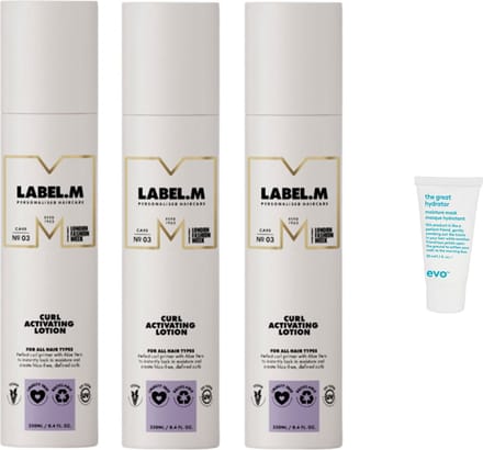 3 x Label.M - Curl Activating Lotion - 250 ml + WILLEKEURIG Travel Size