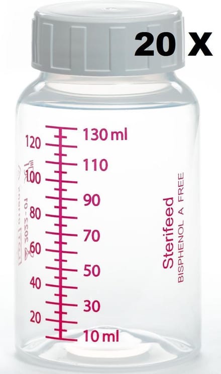 Sterifeed: Moedermelk bewaarfles (herbruikbare kwaliteit)  20 stuks 130 ml (plastic)