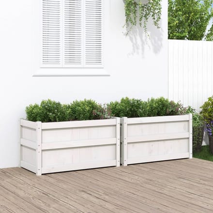 vidaXL - Plantenbakken - 2 - st - cm - massief - grenenhout - wit