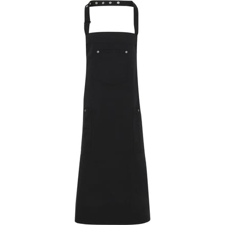Premier Unisex Chino Cotton Bib Apron (Zwart)