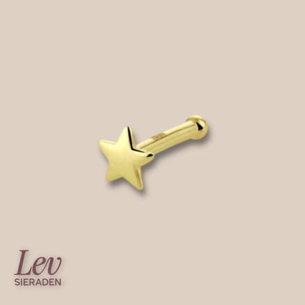 Lev Sieraden - 14k Gouden neus piercing met 3x3mm ster - Stud piercing - Neus piercing
