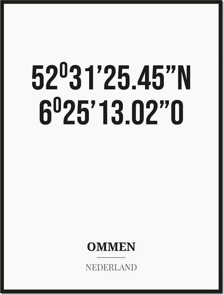 Poster/kaart OMMEN met coördinaten