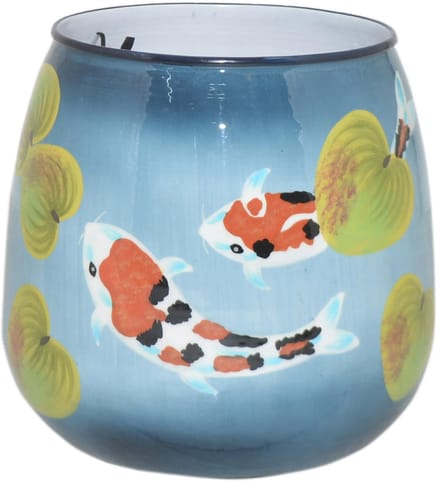 Colmore by Diga Vaas- vissen- blue enamel IR 21x21x19 cm