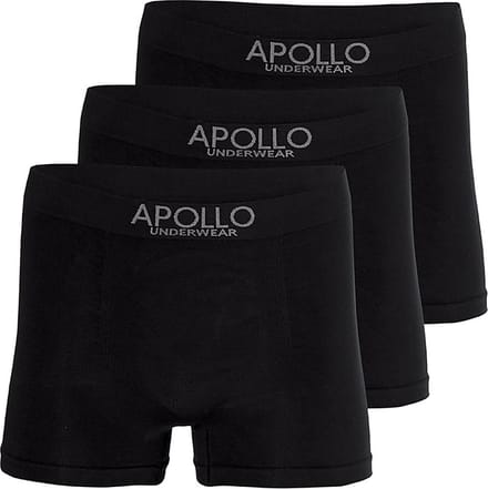 Apollo heren boxershorts naadloos - maat M - 3-pack - zwart