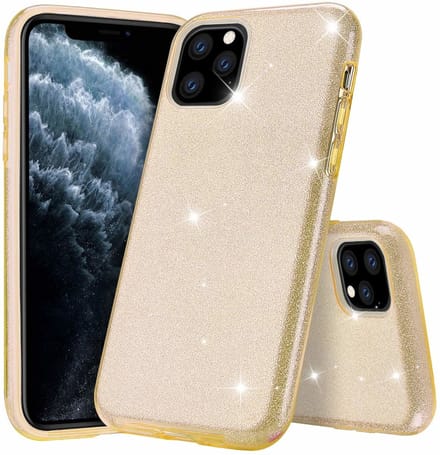 Ntech hoesje Geschikt voor iPhone 11 Pro Max Glitter TPU Back Hoesje - Goud