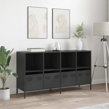 vidaXL - Dressoir - 135x39x73,5 - cm - koudgewalst - staal - zwart