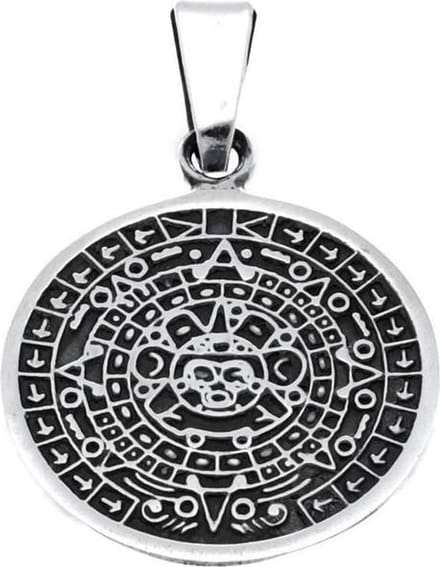 Zilveren Aztekenkalender kettinghanger