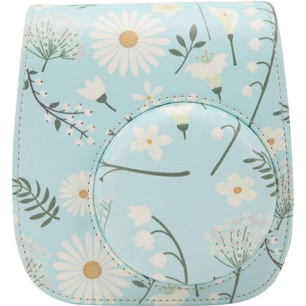 Instant Camera Tas PU Leer Beschermende Mini Camera Tas met Verstelbare Schouderband voor Mini 11 12 Chrysant white