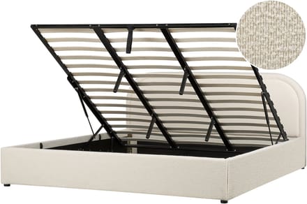 QUILLIEN - Bed met opbergruimte - Lichtbeige - 180 x 200 cm - Bouclé