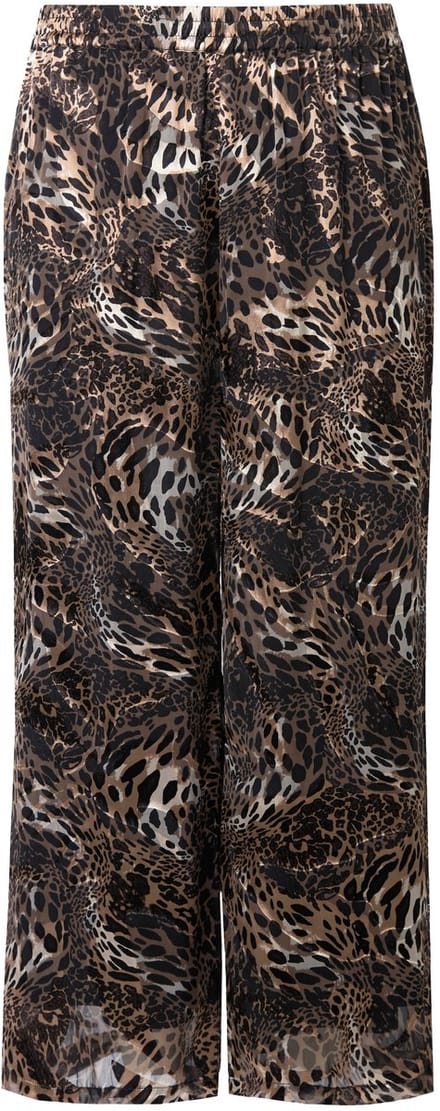 Ulla Popken - Dames - Chiffon broek dubbellaags wijde pijpen - Zwart - Maat 54+