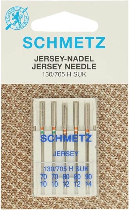 SCHMETZ JERSEY NAAIMACHINE-NAALDEN, 5 NAALDEN ASSORTI, PER PAKJE.