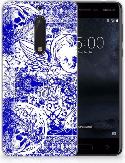 Silicone Back Case Nokia 5 Angel Skull Blauw