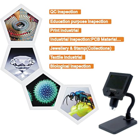 G600 draagbare digitale LCD-microscoop met hoge helderheid, 8 LED's en ingebouwde lithiumbatterij AU Plug