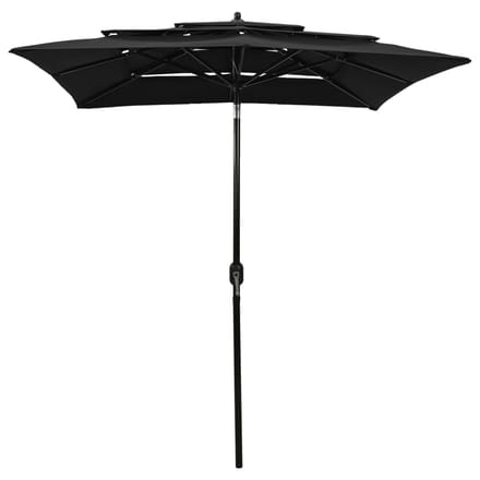 vidaXL - Parasol - 3-laags - met - aluminium - paal - 2x2 - m - zwart