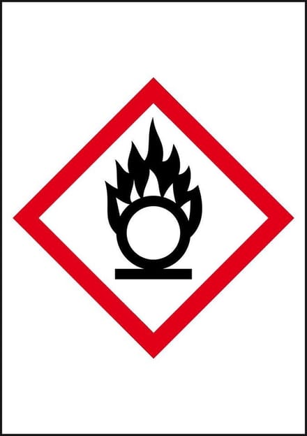 GHS03 oxiderende stoffen sticker, 10 per vel, rechthoek 18 x 26 mm - 10 per vel