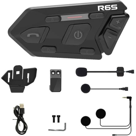 WAYXIN 1 STuks Motorhelm Intercoms 1200m BT Headset Draadloze Interfoon Waterdicht Ondersteuning 1PC zwart