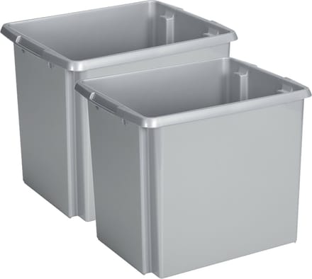 Sunware Opslagbox Nesta - 2x - kunststof - 45L - grijs - 45 x 36 x 36 cm - stapelbaar