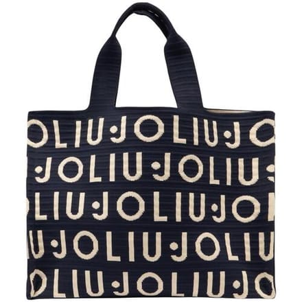 LIU JO shopper schoudertas Tote Knitted Logo Bag Blue Sky donkerblauw