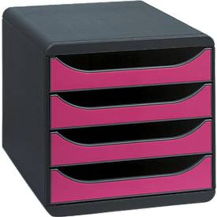 Ladebox Big Box Iderama frambooskleurig, 4 open laden, A4/A4+/24x32 cm, geruisloos, veiligheidsstop