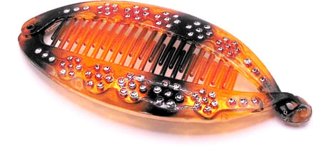 Bananenklem transparant bruin met strass