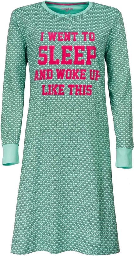 Irresistible Dames Nachthemd - 100% Katoen - Groen - Maat L