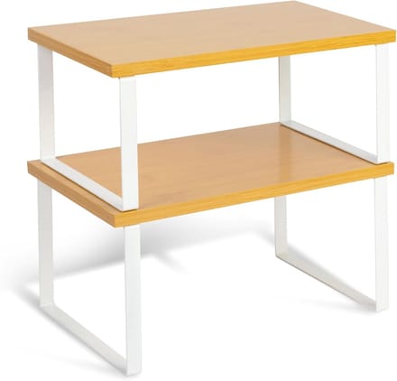 Houten en metalen keukenkastorganizer - set van 2 stapelbare planken