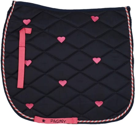 Pagony Zadeldek Hearts - Maat: Full - Donkerblauw - Polyester