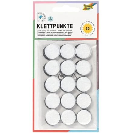 Klittenband Folia rond 2cm 15 stuks zwart 15 stuks wit