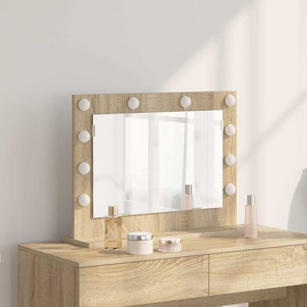 vidaXL - Make-up - Spiegel - Sonoma - Eik - 60 - x - 45 - x - 18 - cm - Rechthoekig