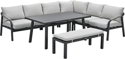 Lounge-diningset Monti - zwart - 7-persoons - aluminium