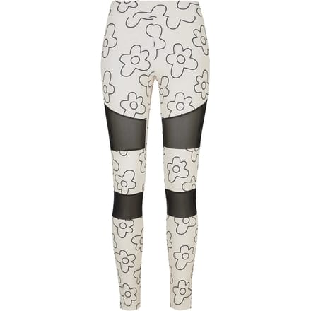 Urban Classics - Tech Mesh All over print Legging - 3XL - Creme/Zwart