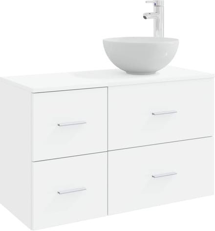 vidaXL - Badkamermeubel - Set - 2 - st - Wit - Bewerkt - hout