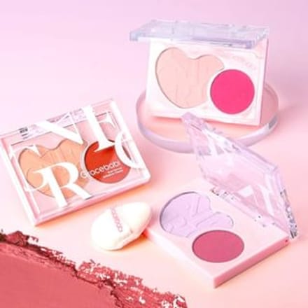 Gracebabi - 2 In 1 Heart Cheek Blusher - 3 Colors #01 Red Guava - 6g