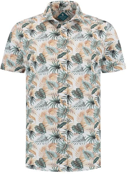 District Indigo Korte Mouw Overhemd Pique Performance Print Blauw (7.41.029.716 - 348)