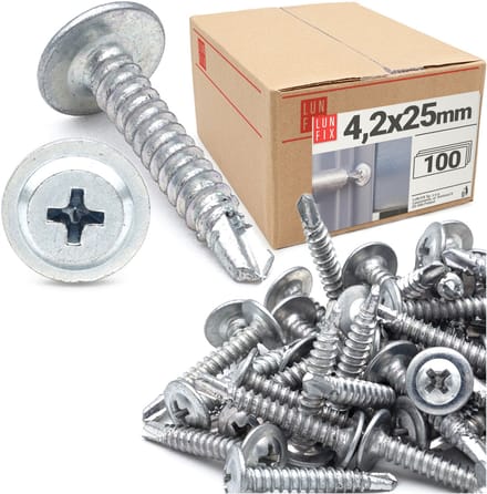 LUN FIX - Bohrschrauben 4,2 x 25 mm - 100 stuks - Zelfborende - Metaal schroeven