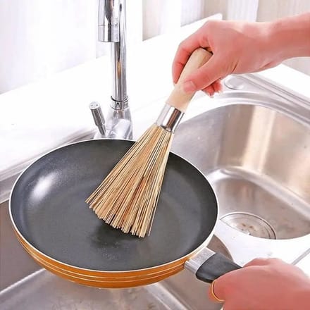 Set van 2 schoonmaakgarde/wokborstels van traditioneel natuurlijk bamboe, afwasborstels en keukengereedschap.