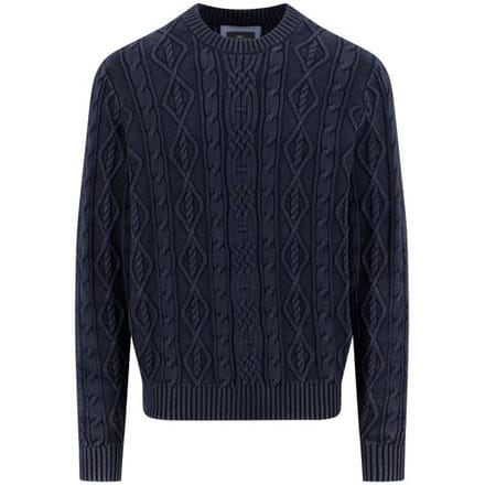 Fynch-Hatton Trui Mock-Neck Coastal Cable Navy / male
