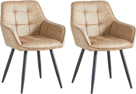 Colenis® - Oriana Eetkamerstoel - Set Van 2 - Sand - Microfiber Stof - Industrieel