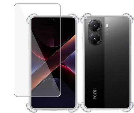 TechNow Hoesje + Screenprotector geschikt voor Poco X7 Pro – Tempered Glass - Extreme Shock Case Transparant