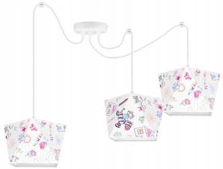 Light-Home Spider – Hanglamp 3-lichts – Kinderkamer – Verstelbare Hoogte – Stoffen Kap – Multicolor