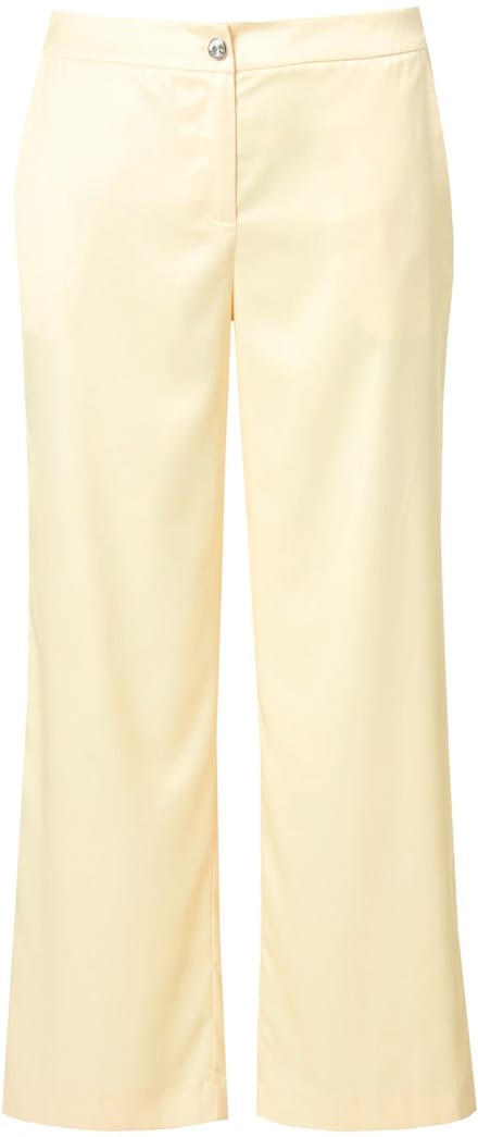 Ulla Popken - Dames - Broek Mary wijde rechte pijpen elastische tailleband - Bleekgeel - Maat 42