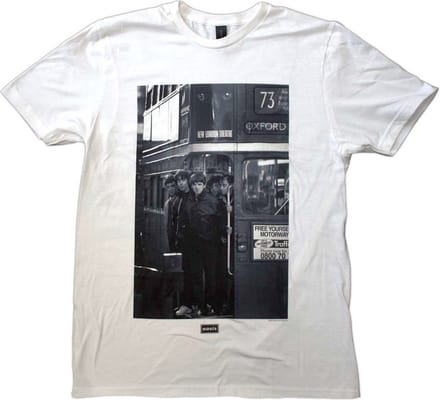 Oasis - London Bus Photo Heren Tshirt - M - Wit