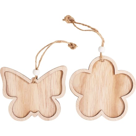 VBS Decoratieve hanger met kader "Bloem en vlinder", set van 2