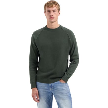 No Excess Pullover Crewneck Solid Waffle Knit Dark Green Maat: M | Sweaters Outlet | Heren | Groen