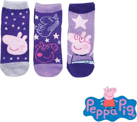 Peppa Pig - 3 paar enkelsokken Peppa Pig - meisjes - paars - maat 31/34
