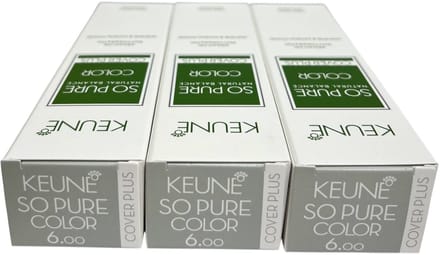 3 tubes Keune So Pure 6.00 (Donkerblond) Cover plus 60 ml