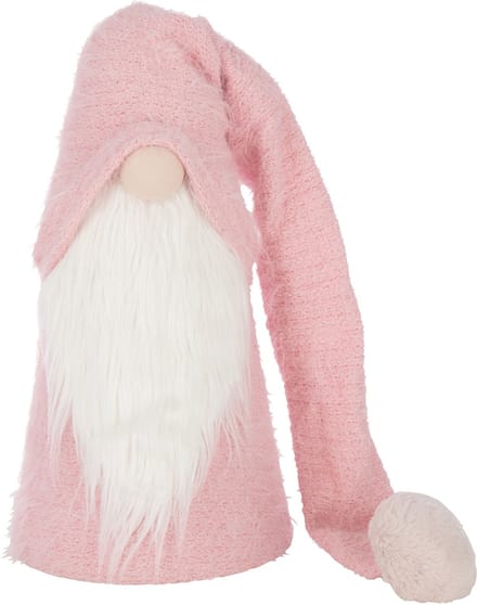 J-Line figuur Kerstman Winter - polyresin - roze/wit - large