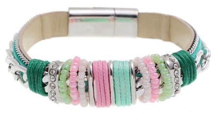 Behave - Groen armbandje met kralen - Boho stijl met magneetsluiting