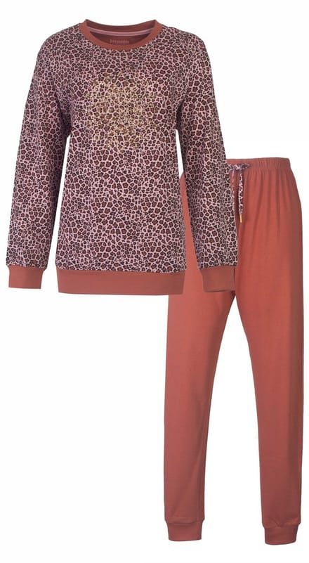 Irresistible Dames Pyjama - Lange Mouwen - Panter Print - Roze - Maat L